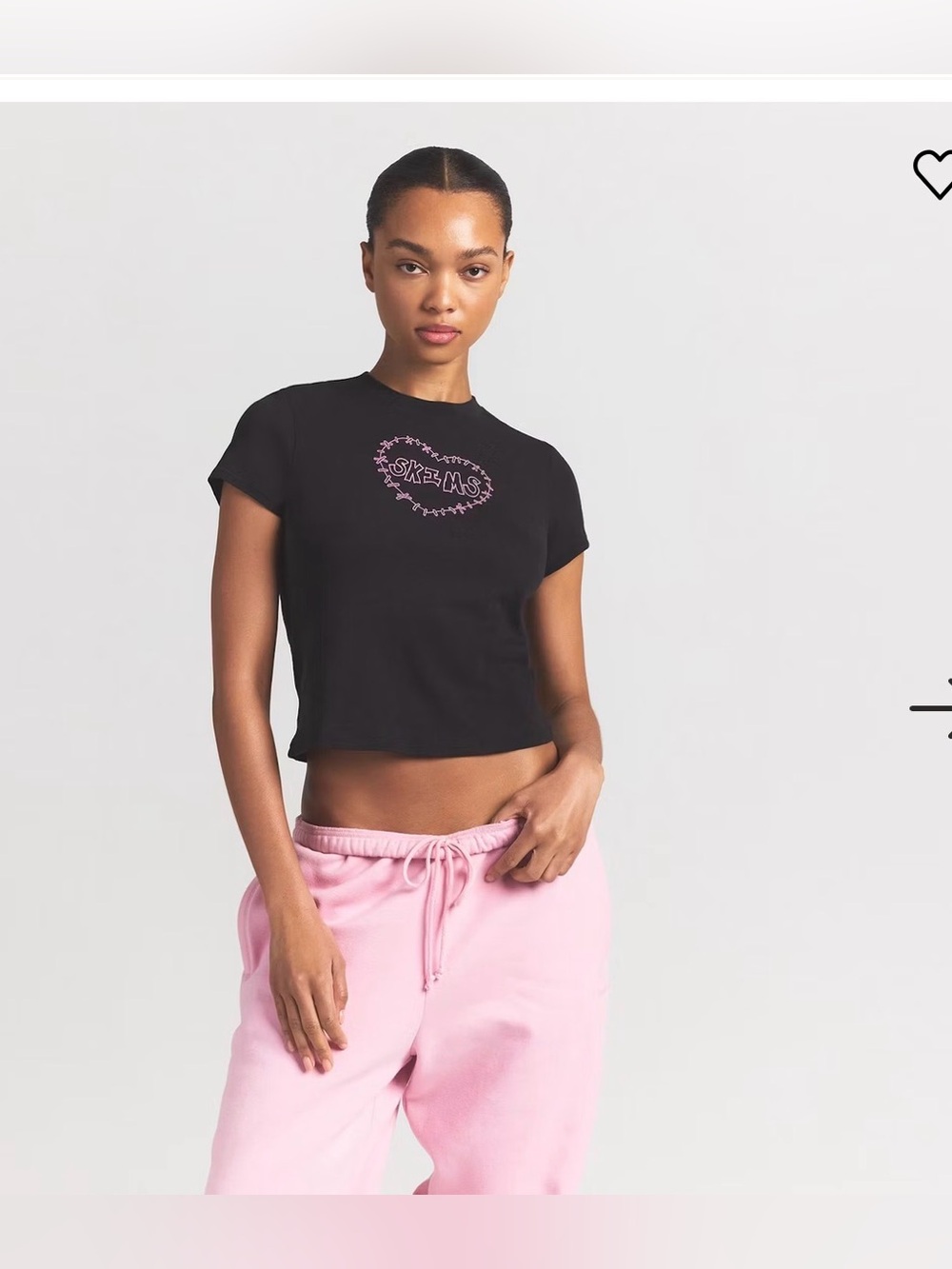 SKIMS WORN IN JERSEY T-SHIRT STYLE: TP-SSL-11852W COLOR: WASHED ONYX HEART XL